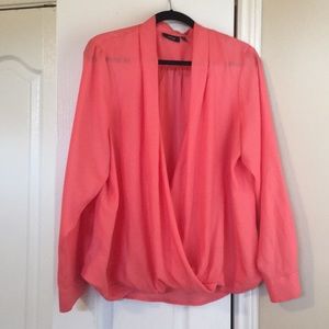 Peach wrap blouse
